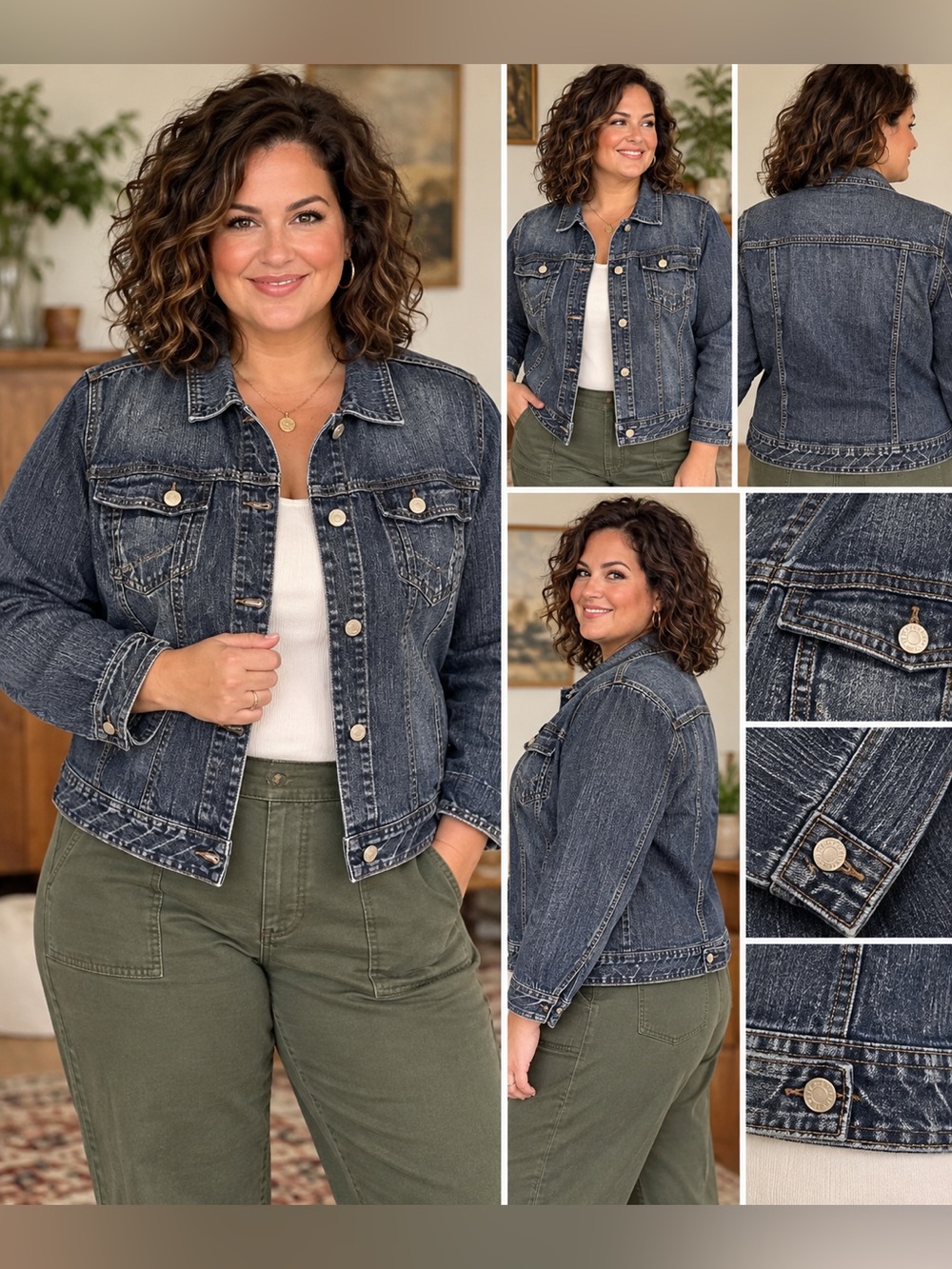 Lane Bryant Women's Blue Denim Jacket Size 24 Plus Button Front Pockets Long L5